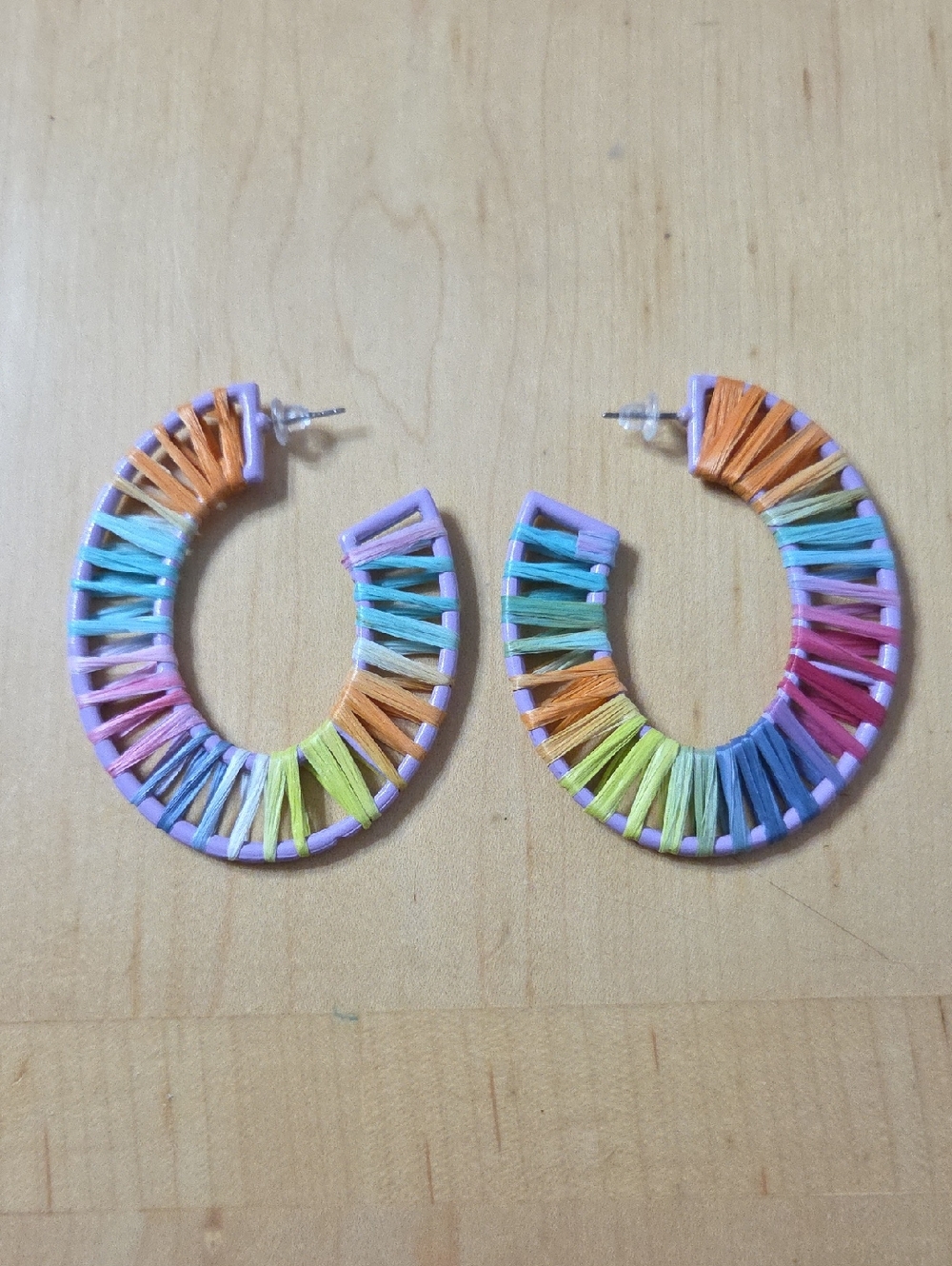 Colorful Rainbow Wrapped Hoop Earrings